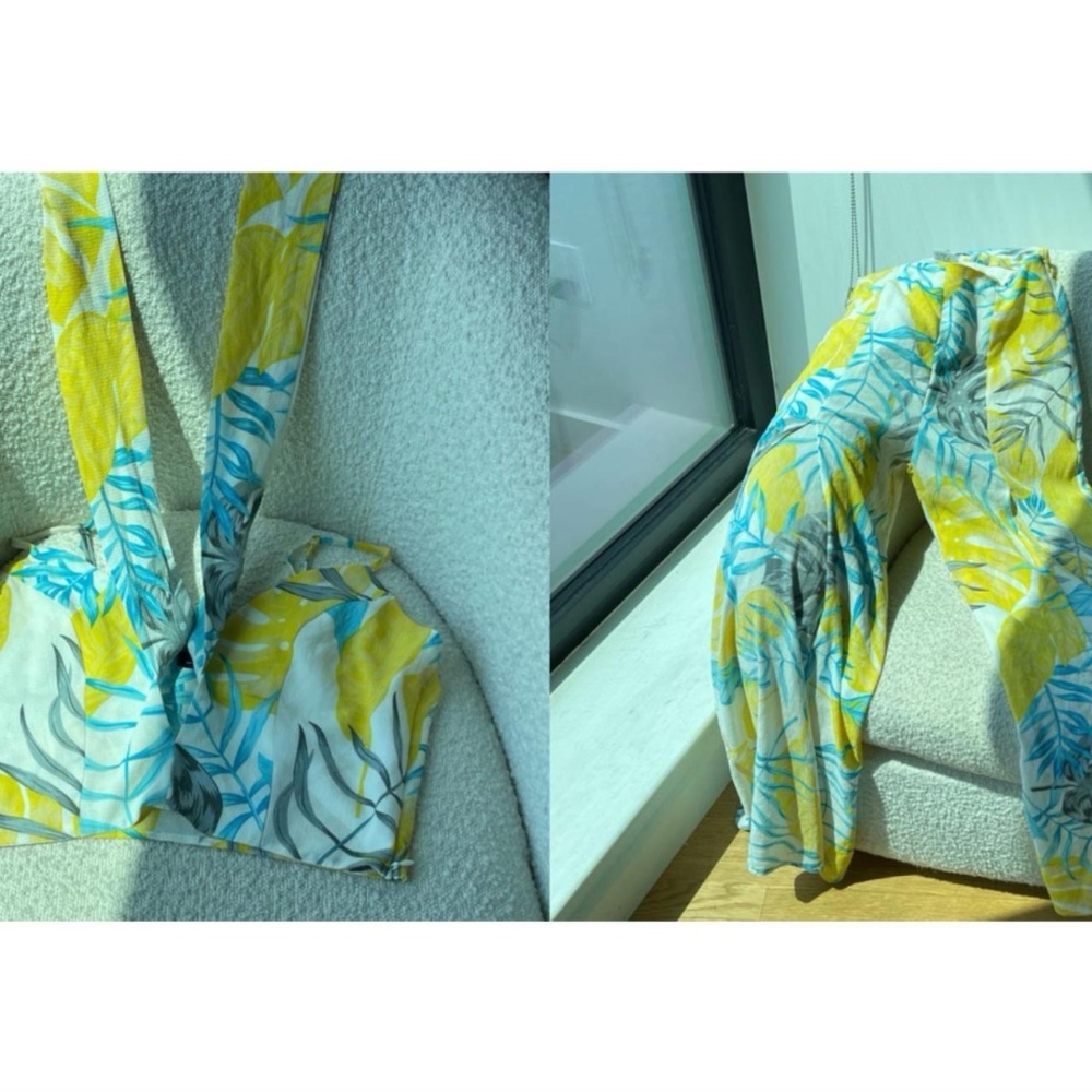Love University Floral Crop Top and Bottom in Yellow and Blue